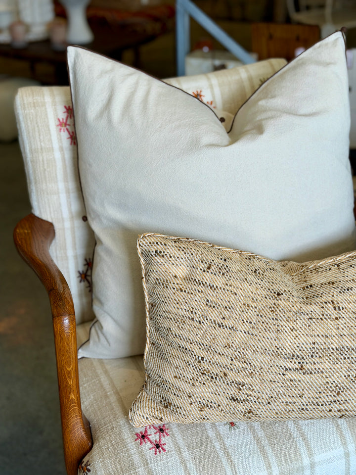 Valerie Barkowski 21" x 21" Cotton Pillow w/ Hand Knotted Accents, Morocco | Chocolate