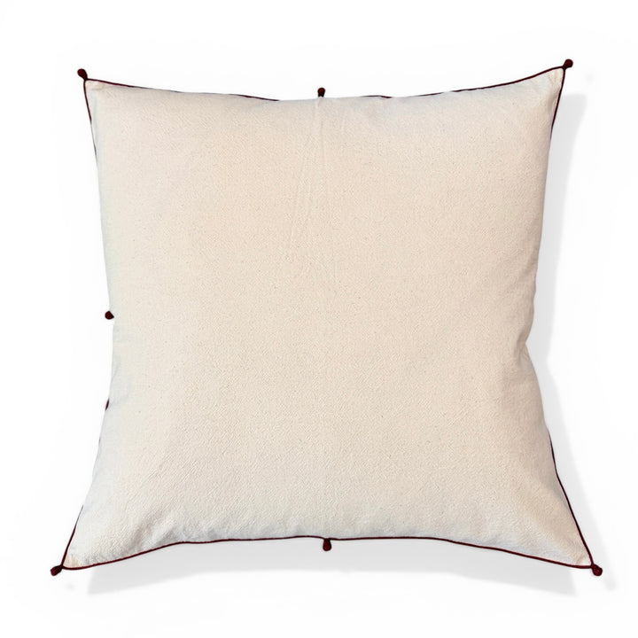 Valerie Barkowski 21" x 21" Cotton Pillow w/ Hand Knotted Accents, Morocco | Claret