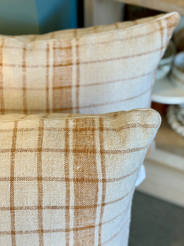 Custom 28" x 15" Pillow made from Vintage Homespun Linen, Romania | A