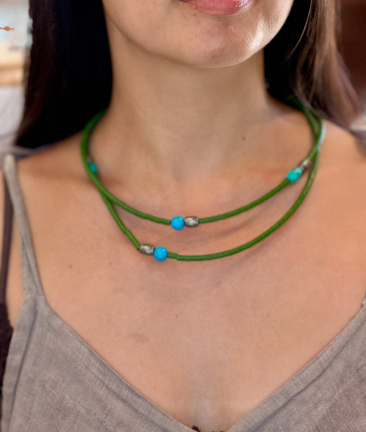 Handmade Berber Long Beaded Necklace, Morocco | C