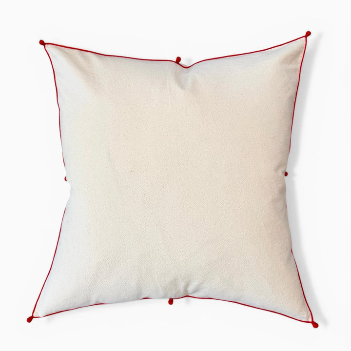 Valerie Barkowski 21" x 21" Cotton Pillow w/ Hand Knotted Accents, Morocco | Crimson