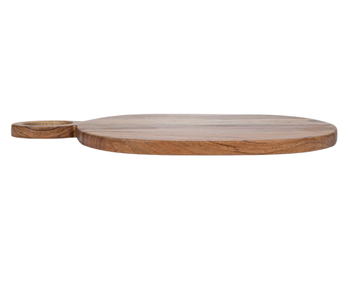 Natural Acacia Wood Cheese/Cutting Board w/ Handle