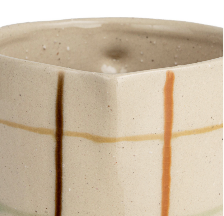 32 oz. Hand-Painted Stoneware Pitcher w/ Grid Pattern