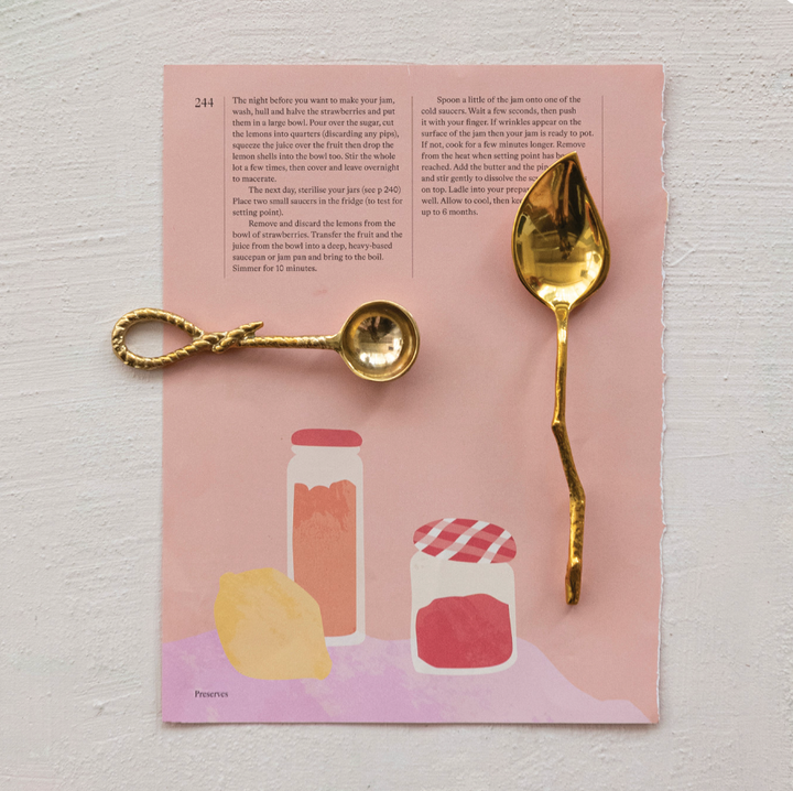 Brass Leaf Shaped Spoon w/ Twig Shaped Handle