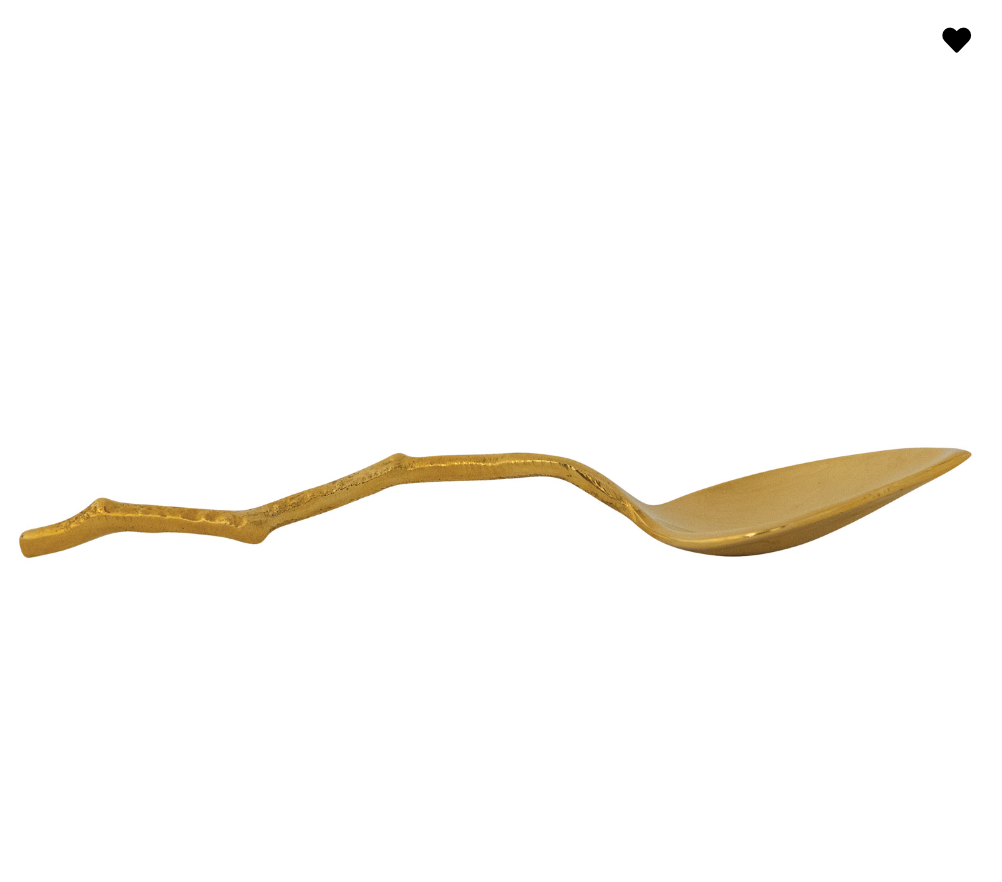 Brass Leaf Shaped Spoon w/ Twig Shaped Handle