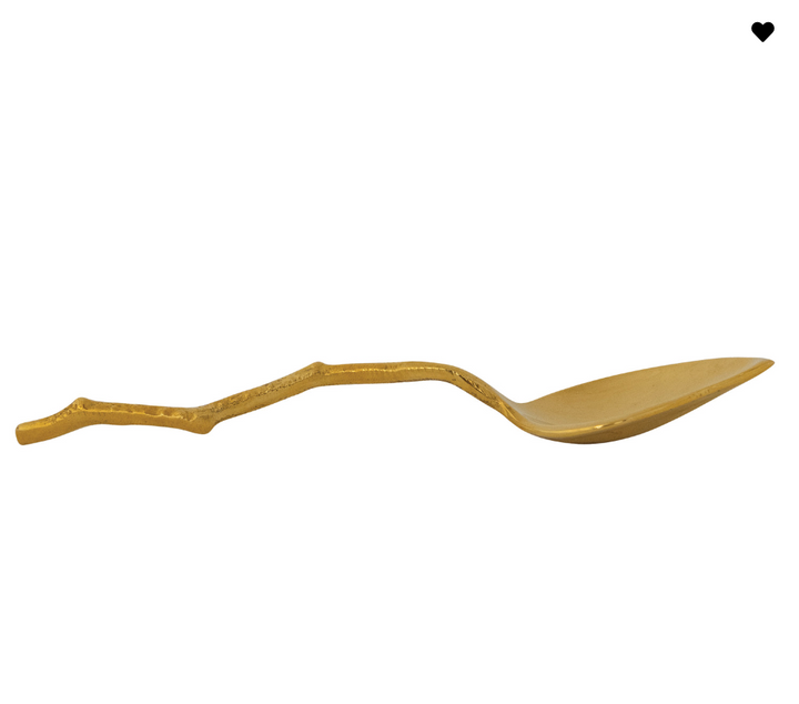 Brass Leaf Shaped Spoon w/ Twig Shaped Handle