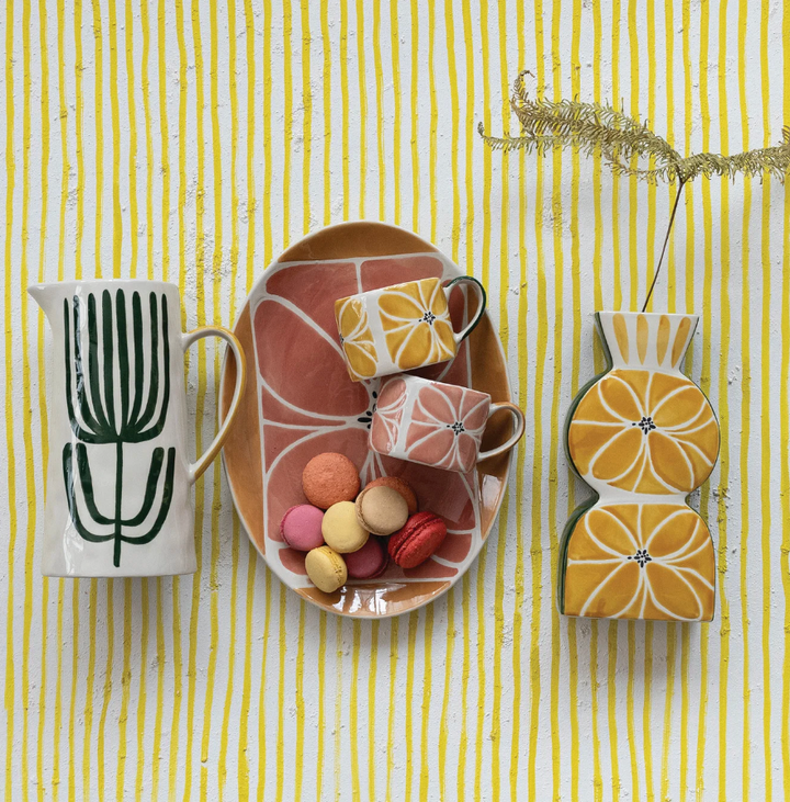 10 oz. Stoneware Mug with Wax Relief Design | Yellow