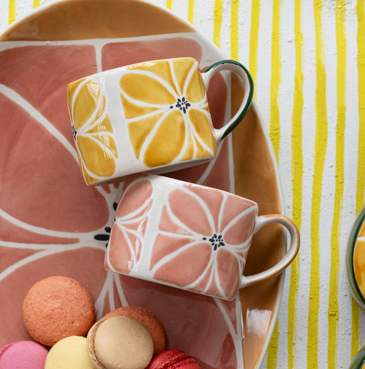 10 oz. Stoneware Mug with Wax Relief Design | Yellow