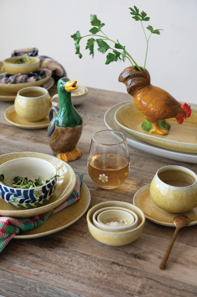 12 oz. Hand-Painted Stoneware Duck Shaped Pitcher