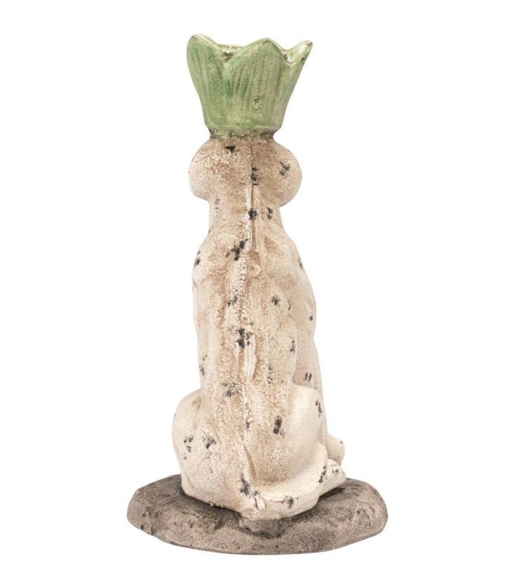 Painted Cast Iron Dog Shaped Taper Holder w/ Distressed Finish