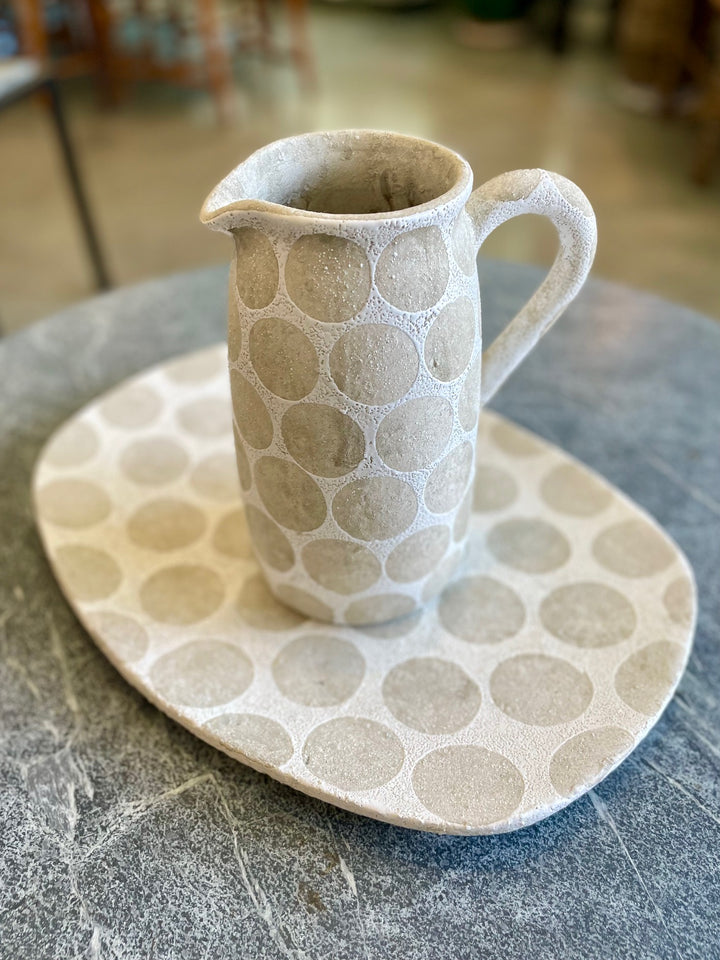 Decorative Terra-cotta Platter w/ Wax Relief Dots