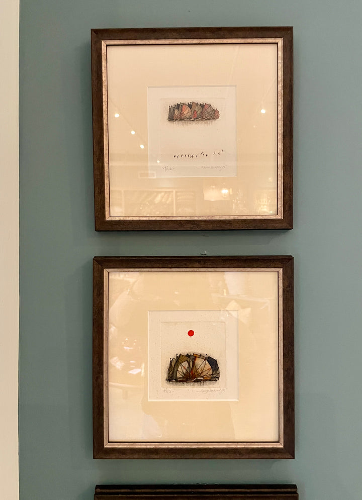 Hand Colored Etching of Junks in the Harbor by Law Wai Hin, Newly Framed | B