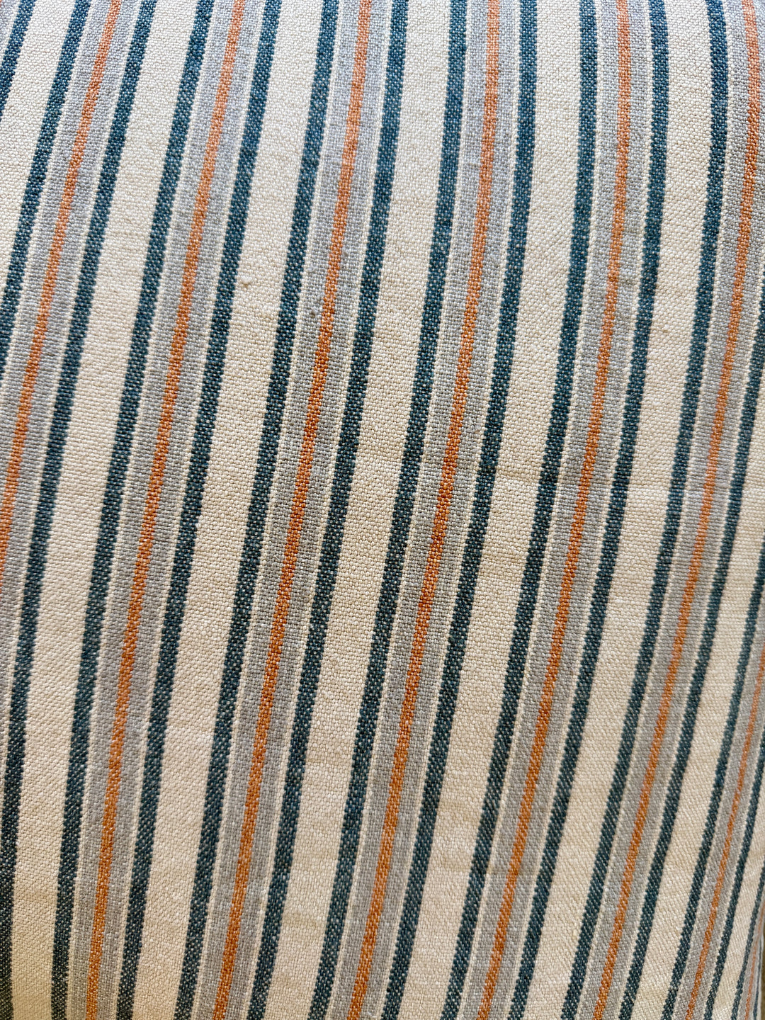 Custom 21" x 21" Pillow in a Designer Cottage Stripe Linen