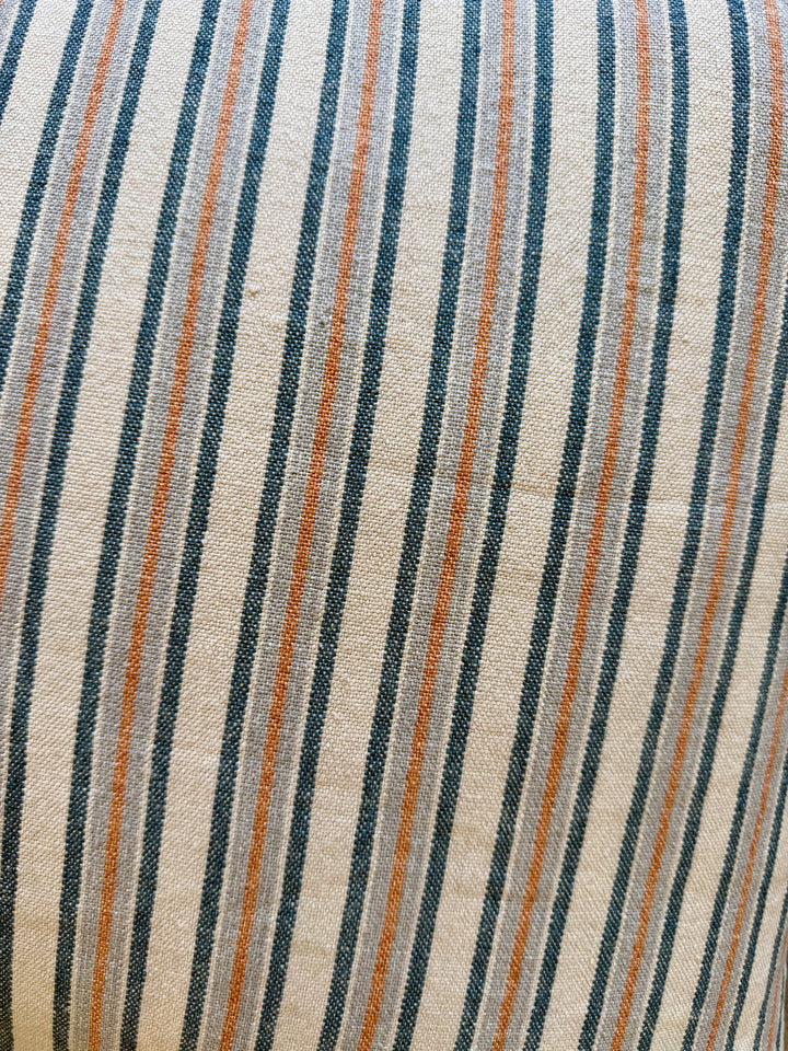 Custom 21" x 21" Pillow in a Designer Cottage Stripe Linen