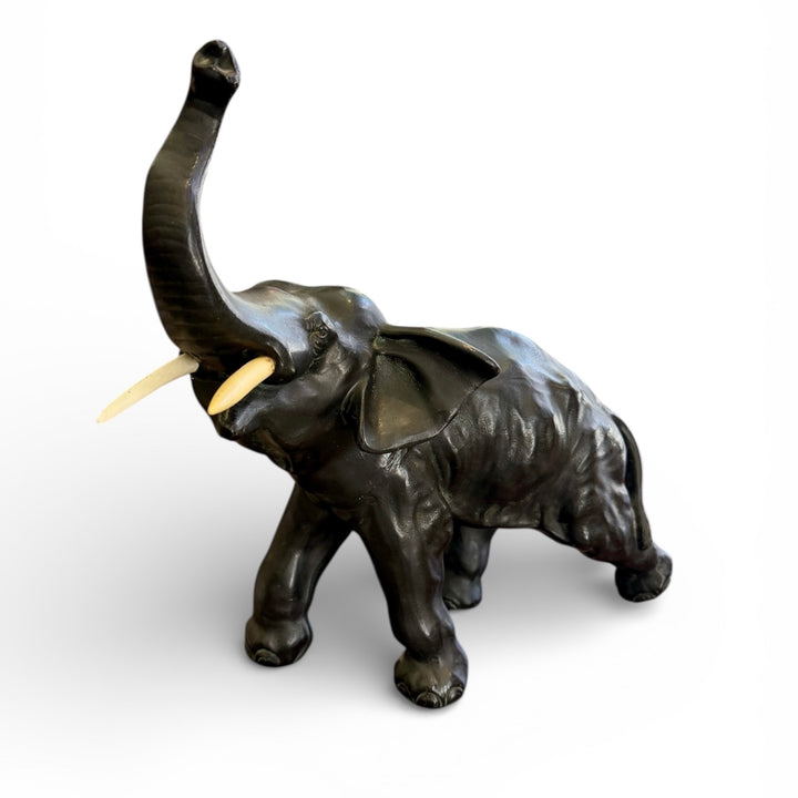 Vintage Metal Elephant Sculpture with a Bronze Finish | L