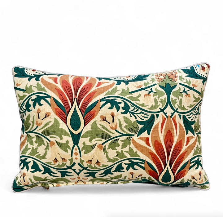 Custom 12" x 18" Pillow made from Arts + Crafts Printed Linen, England