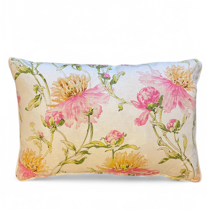 Custom 12" x 18" Pillow made from Floral Printed Linen, England