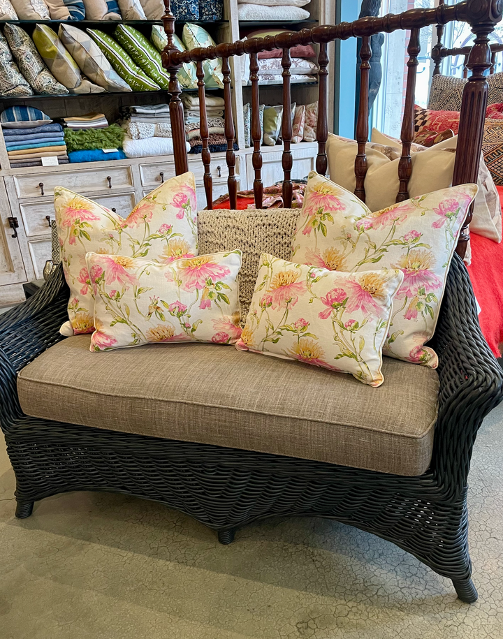 Custom 12" x 18" Pillow made from Floral Printed Linen, England