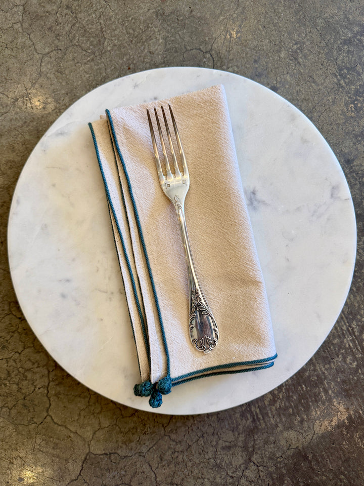 Valerie Barkowski Cotton Napkin w/ Hand Knotted Accents, Morocco | French Blue