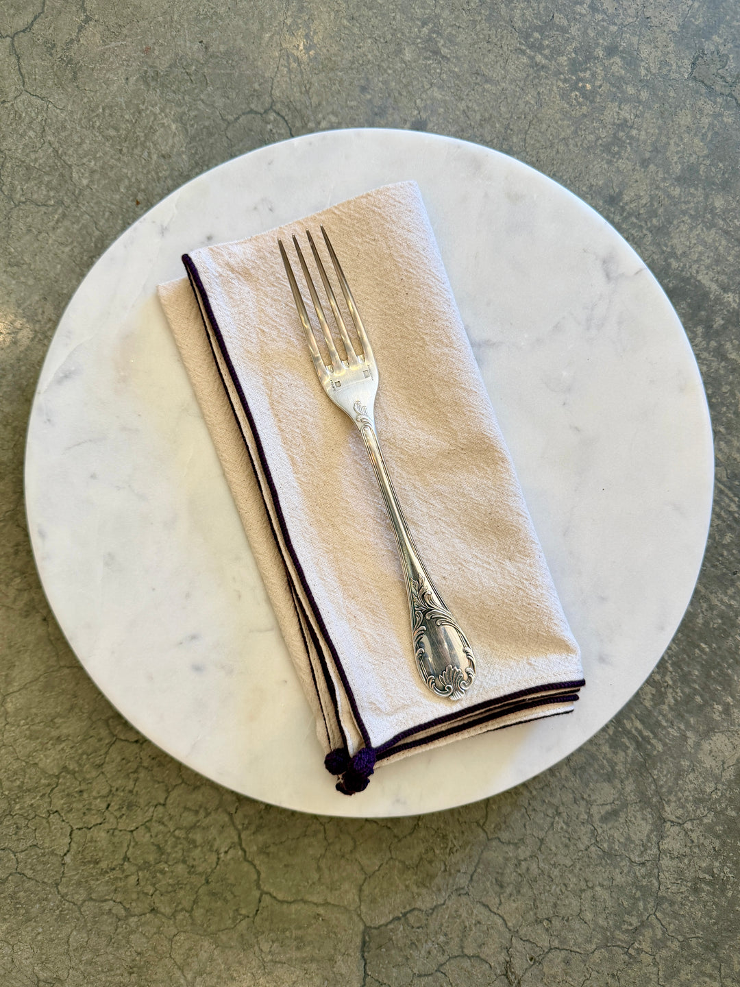 Valerie Barkowski Cotton Napkin w/ Hand Knotted Accents, Morocco | Wine