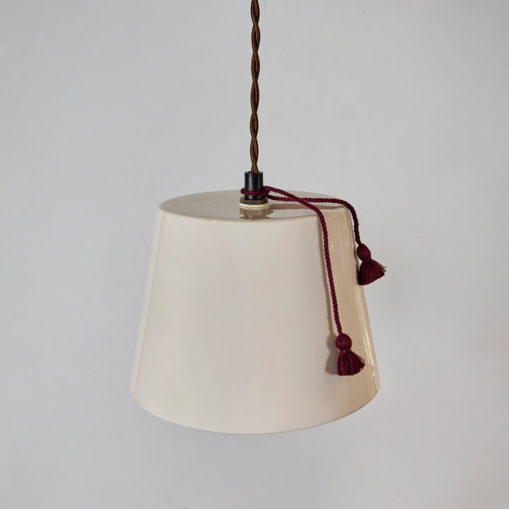 Valerie Barkowski Handmade Ceramic 'Fez' Pendant, Morocco | White