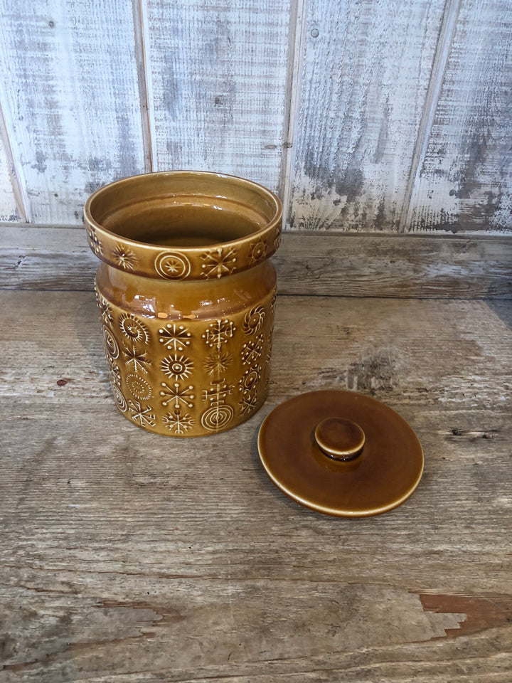 Vintage Portmeirion Amber Glazed Lidded Biscuit Jar, England