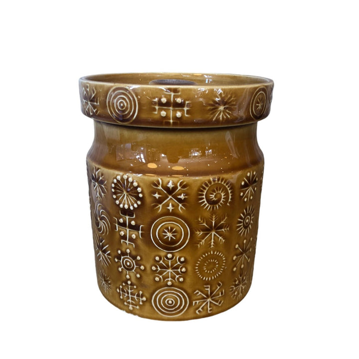 Vintage Portmeirion Amber Glazed Lidded Biscuit Jar, England