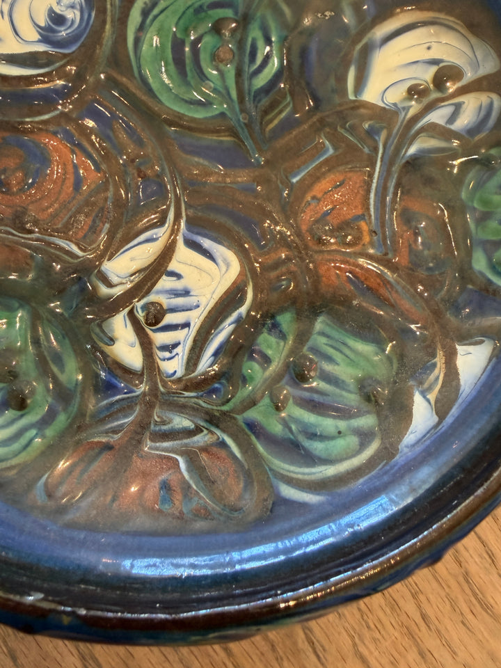 Vintage Display Bowl by HAK, Denmark, Signed | Abstract Floral Design
