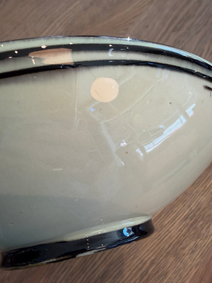 Vintage Display Bowl by HAK, Denmark, Signed | Mint, Cream + Black Swirl