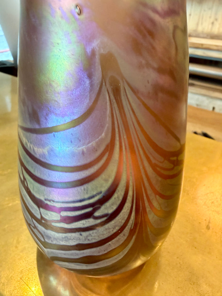 Vintage Lavender Art Glass Vase, Signed by Artist  + Dated 1980