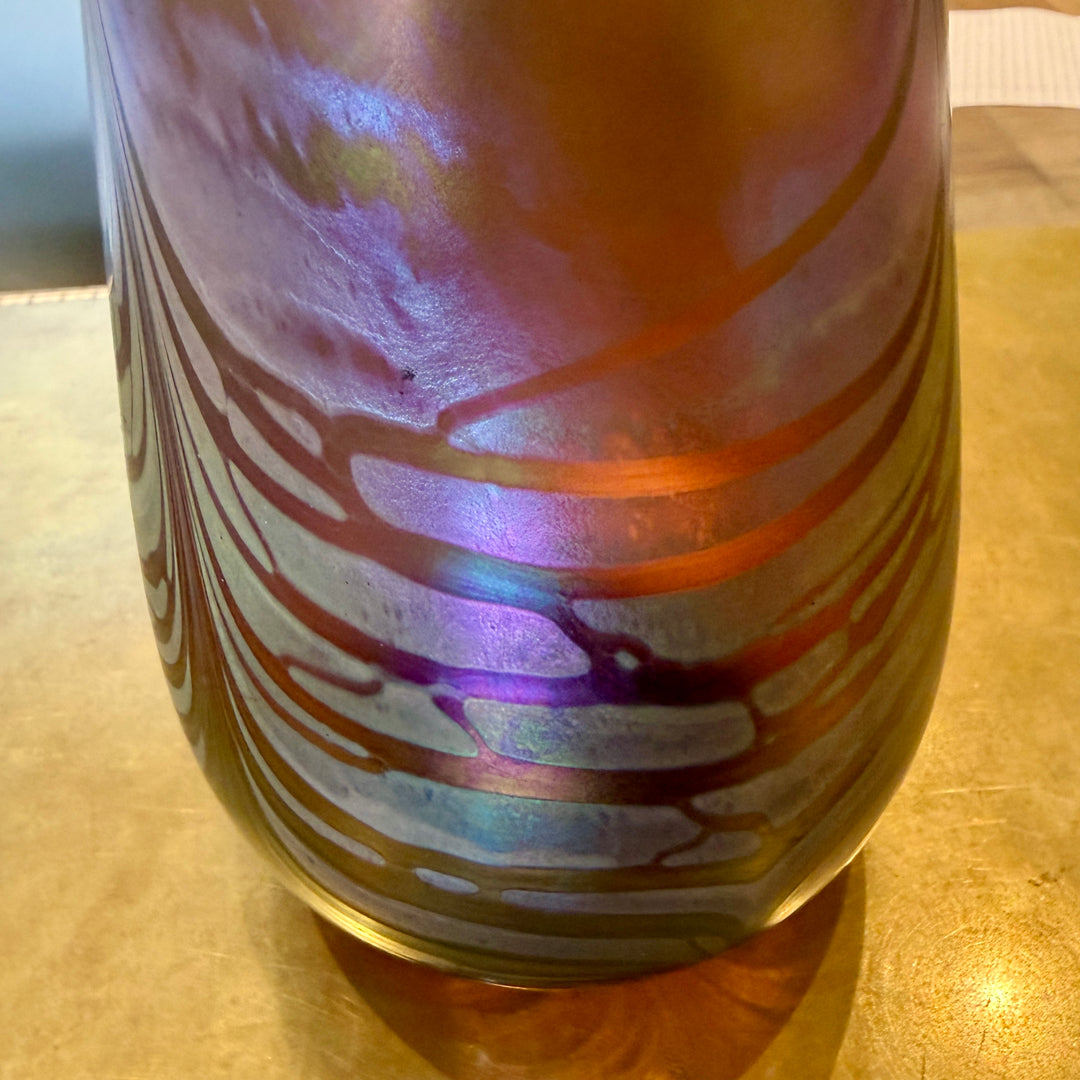 Vintage Lavender Art Glass Vase, Signed by Artist  + Dated 1980