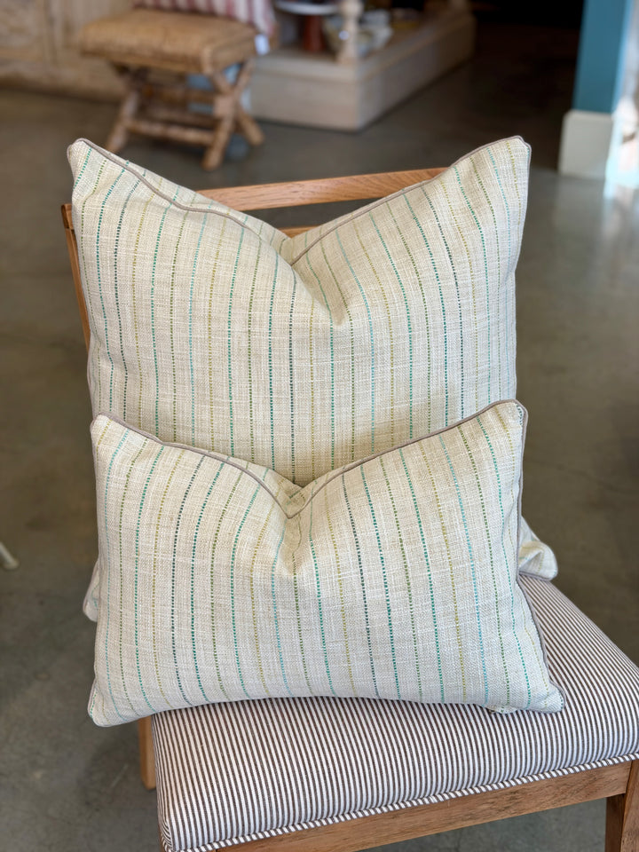 Custom 21" x 21" Pillow made from a Cream Cotton / Linen w/ Pinstripes