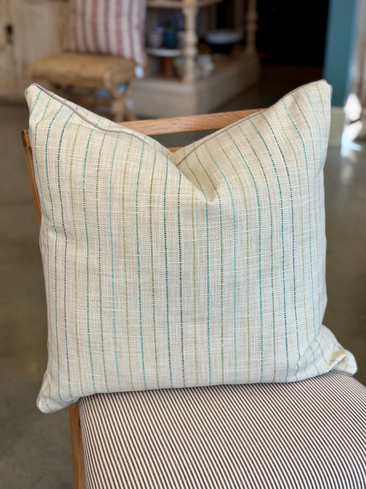 Custom 21" x 21" Pillow made from a Cream Cotton / Linen w/ Pinstripes