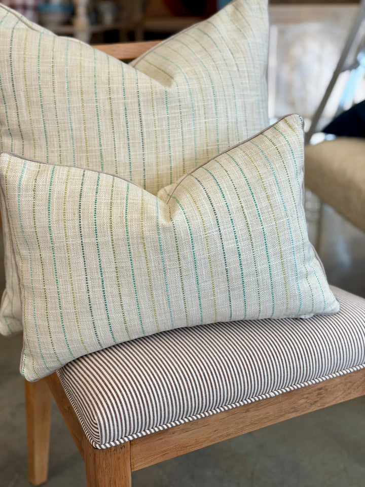 Custom 12" x 18" Pillow made from a Cream Cotton / Linen w/ Pinstripes