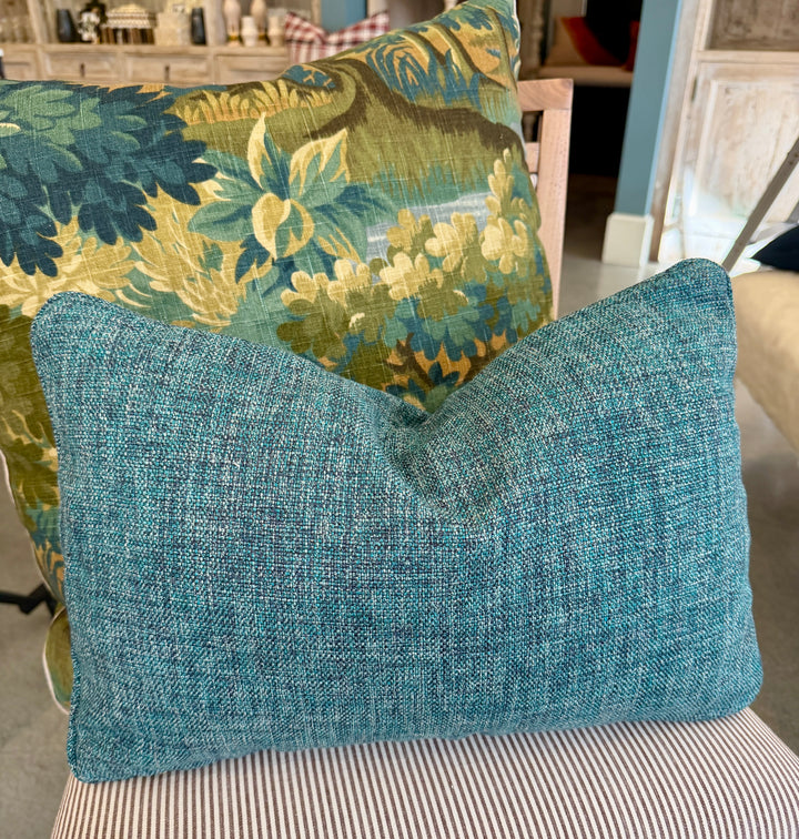 Custom 12" x 18" Pillow made from Cotton / Linen Heather Fabric | Teal