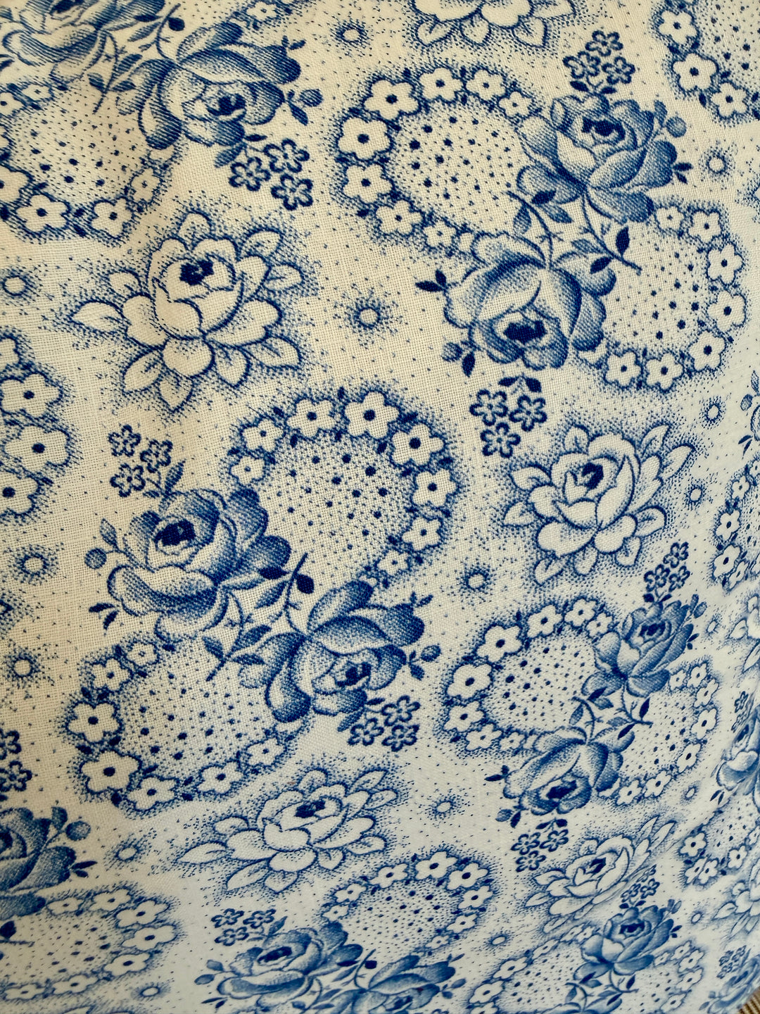 Custom 21" x 21" Pillow made from Vintage English Floral Printed Cotton | Blue B