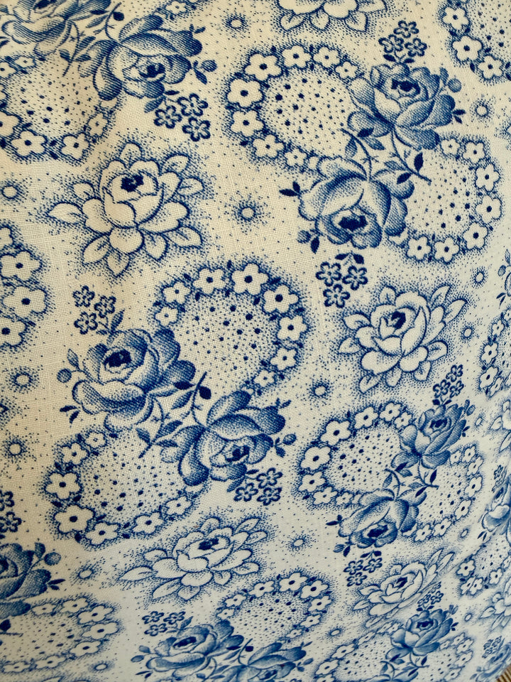 Custom 21" x 21" Pillow made from Vintage English Floral Printed Cotton | Blue B
