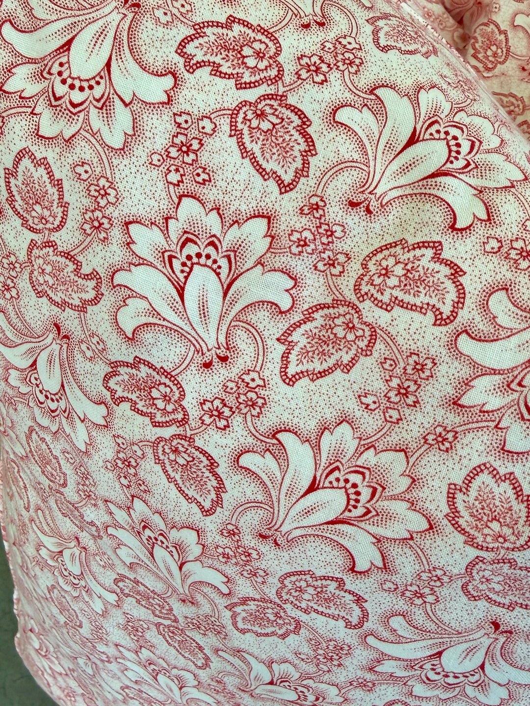 Custom 21" x 21" Pillow made from Vintage English Floral Printed Cotton | Red