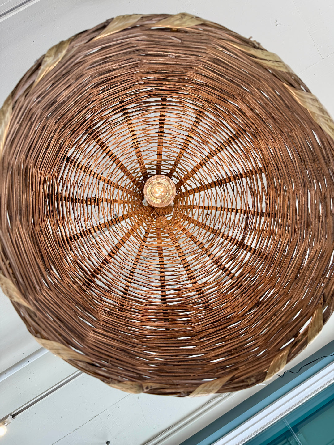 Handwoven Hanging Pendant Light w/ Rope Wrapped Wire Cord