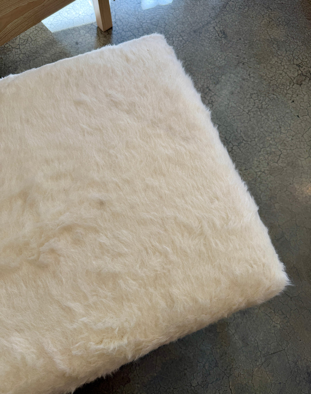 Custom Bench Newly Upholstered in a Wool / Alpaca Fabric, Italy with Lucite Legs