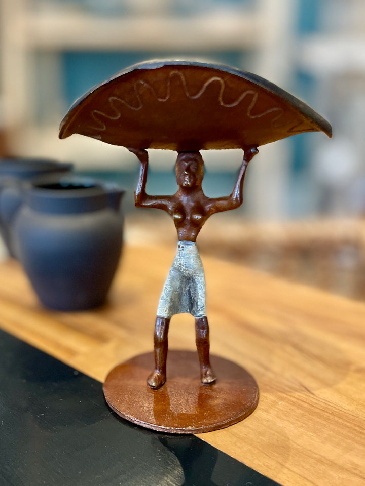 Vintage Native Woman Bronze Sculpture
