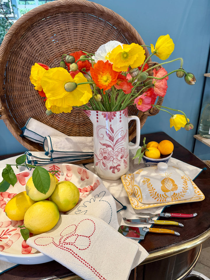 22" Decorative Woven Natural Rattan Tray w/ Circle Handles