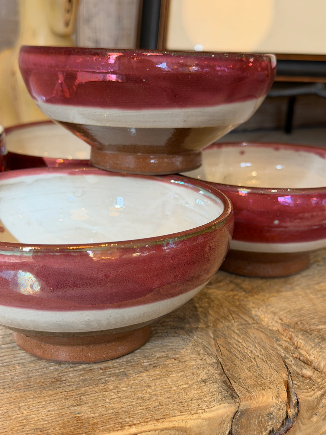Handmade Pottery Metallic Rose Stripe Bowl, Egypt