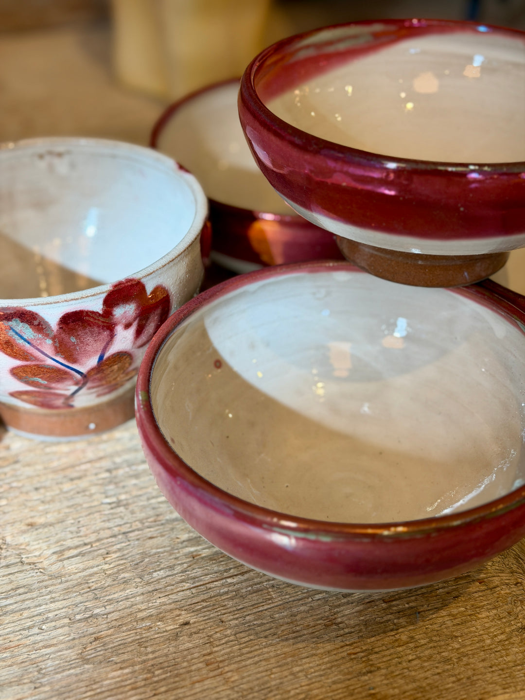 Handmade Pottery Metallic Rose Stripe Bowl, Egypt