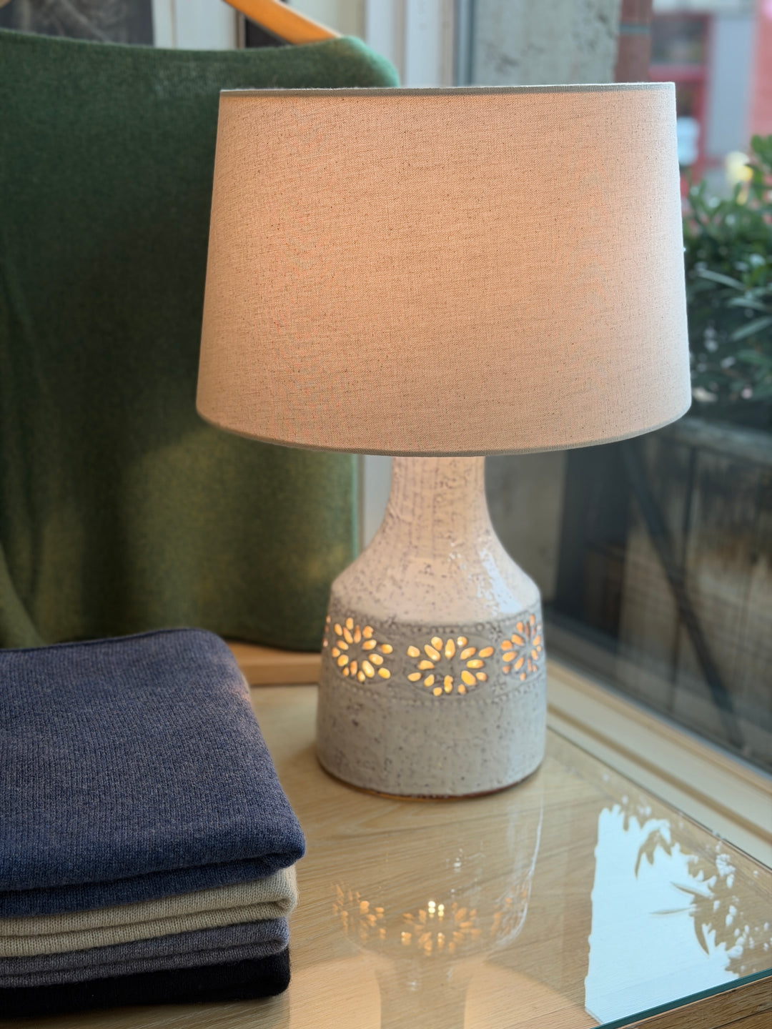 Vintage Reproduction Stoneware Table Lamp w/ Linen Shade