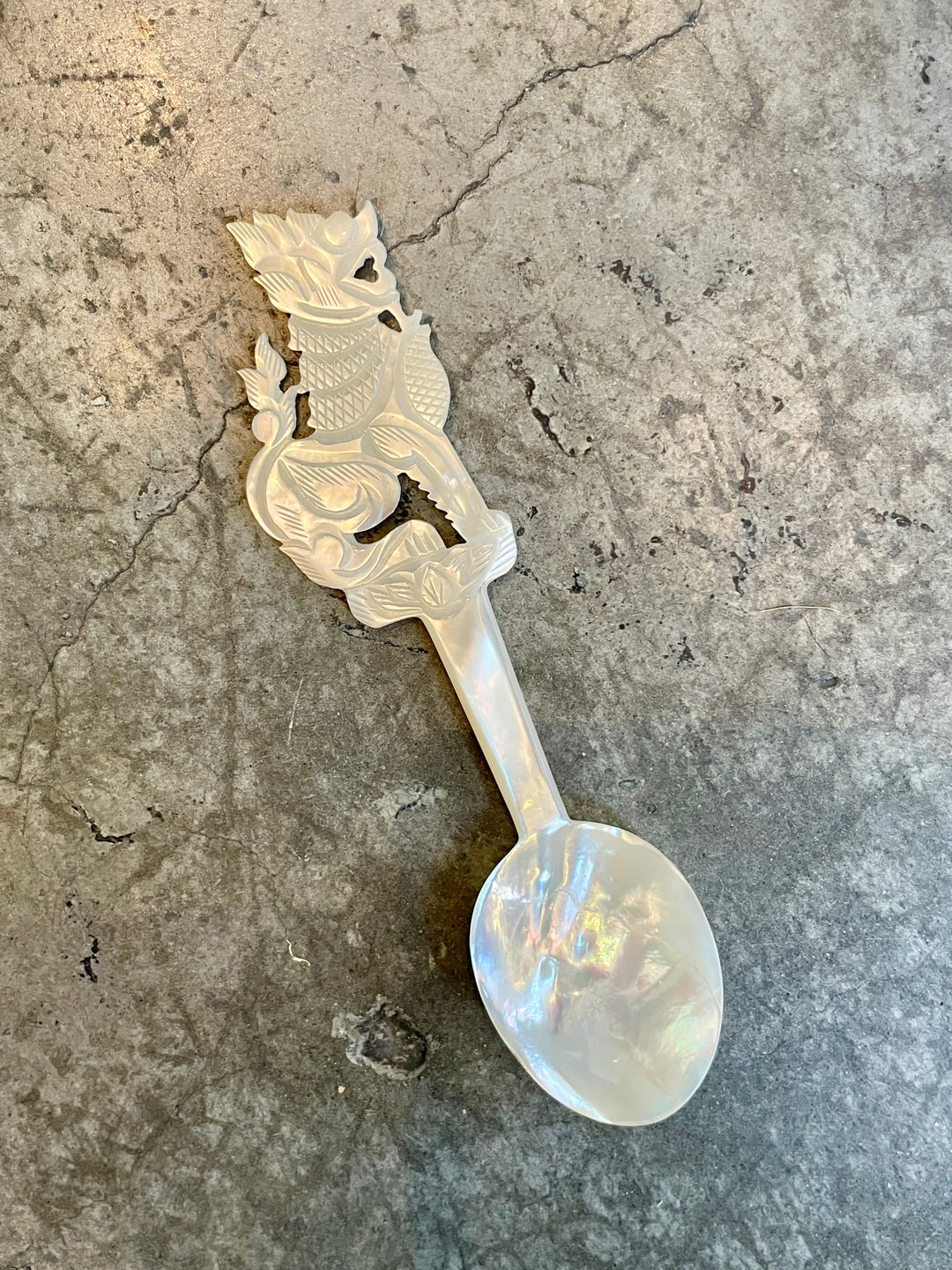 Antique Hand Carved MOP Caviar Spoon