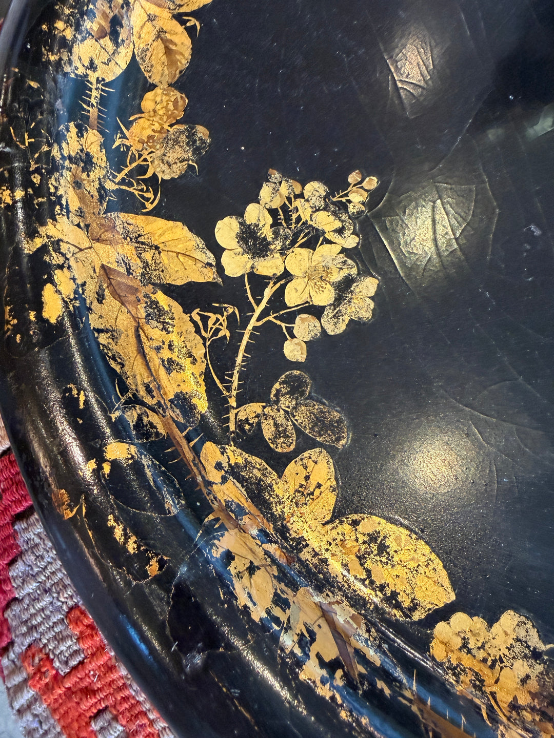 Victorian Large Oval Lacquered Papier-Mâché Serving Tray, Circa 1860