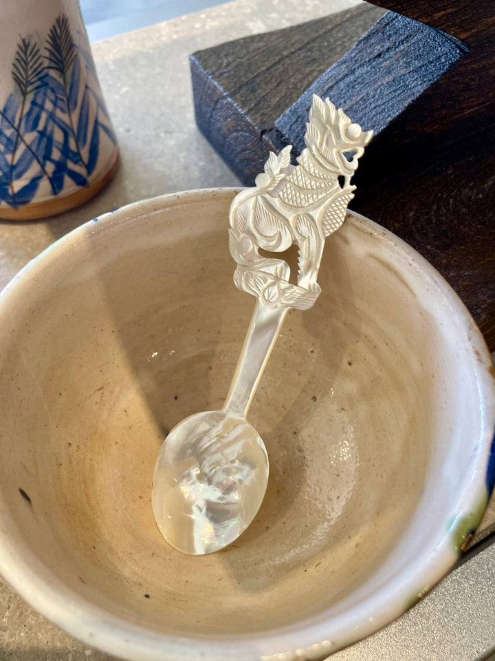 Antique Hand Carved MOP Caviar Spoon