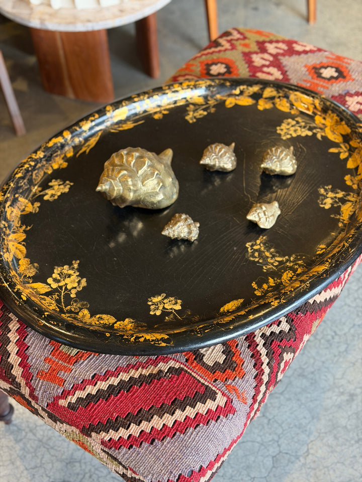 Victorian Large Oval Lacquered Papier-Mâché Serving Tray, Circa 1860