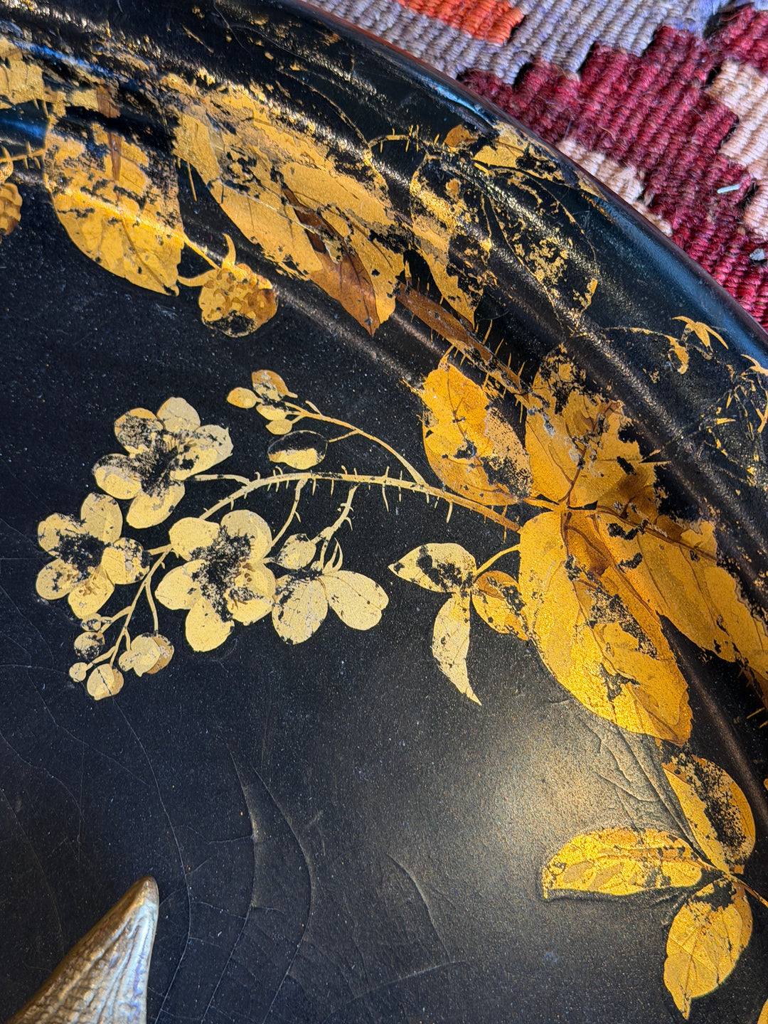 Victorian Large Oval Lacquered Papier-Mâché Serving Tray, Circa 1860